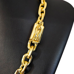 Cordão+Pulseira Cadeado 12mm Banhado a Ouro 18k
