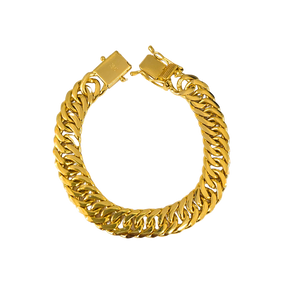 Cordão+Pulseira Grumet 13mm Pingente Nossa Senhora Cravejado Banhado a Ouro 18k