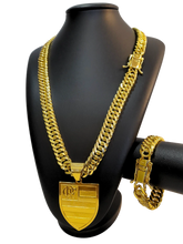 Cordão+Pulseira Grumet 13mm Pingente Flamengo Banhado a Ouro 18k