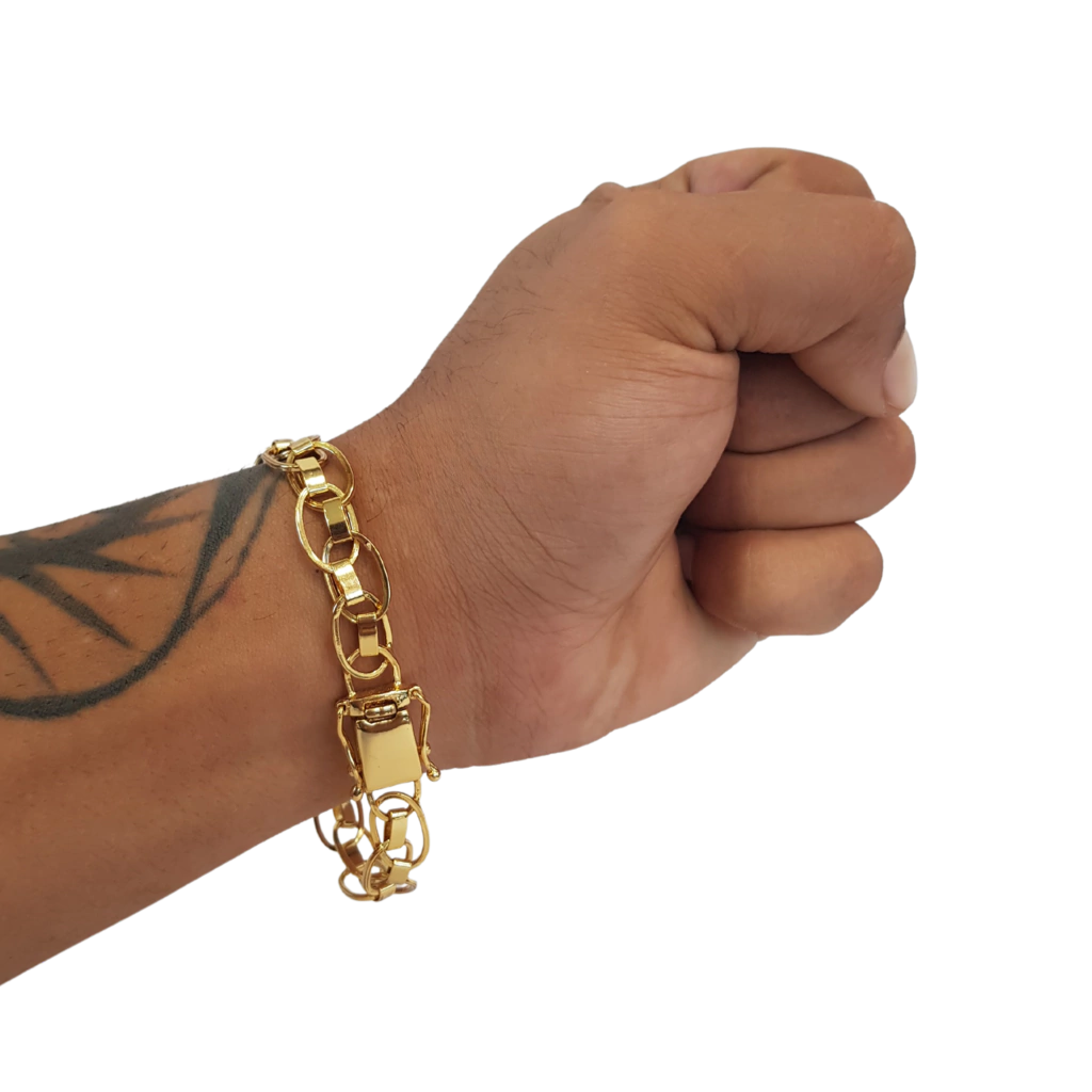 Pulseira Imperador 10mm Banhado a Ouro 18k