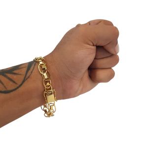 Pulseira Imperador 10mm Banhado a Ouro 18k
