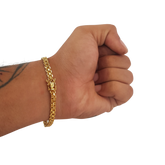 Pulseira Cadeado Duplo - 6mm - Fecho Duplo - Banhado a Ouro 18k