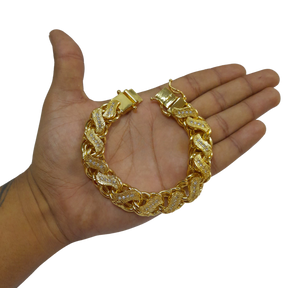 Pulseira Friso S 16mm Cravejado Banhado a Ouro 18k