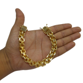 Pulseira Cadeado Duplo 14mm Banhado a Ouro 18k