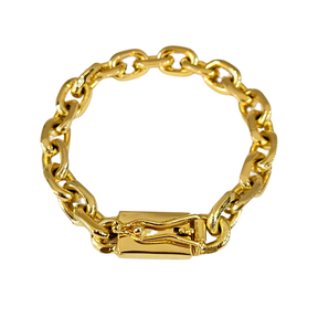 Cordão+Pulseira Cadeado 12mm Banhado a Ouro 18k