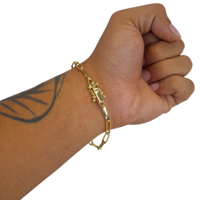 Pulseira Bloquinho Alongado 5mm Banhado a Ouro 18k
