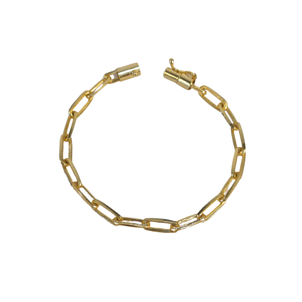Pulseira Tijolinho 6mm Banhado a Ouro 18k