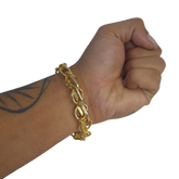 Pulseira Balão 13mm Fecho Duplo Banhado a Ouro 18k