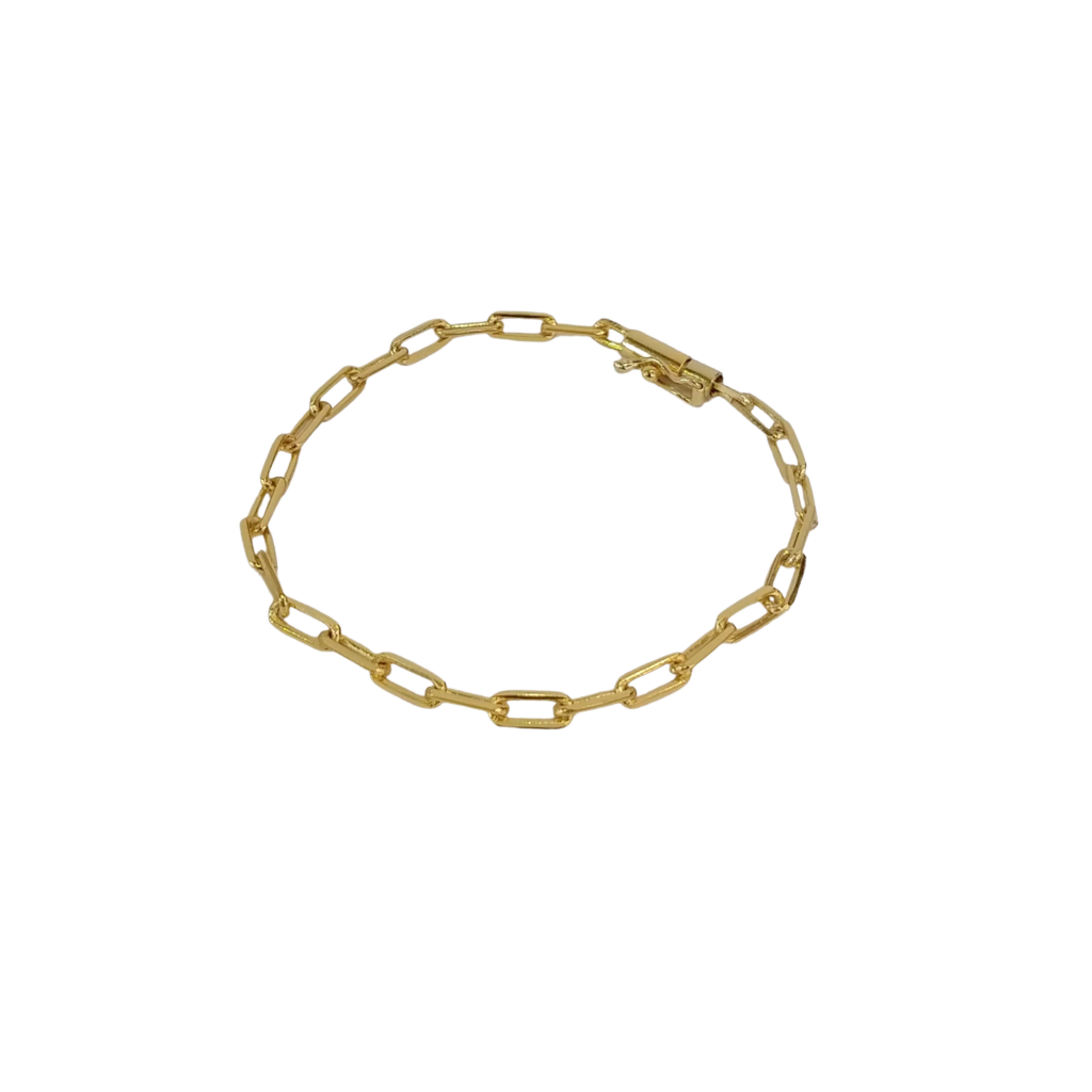 Pulseira Tijolinho - 4mm - Fecho Bomba - Banhado a Ouro 18k