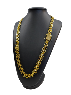 Cordão Imperador 12mm Redondo Banhado a Ouro 18k