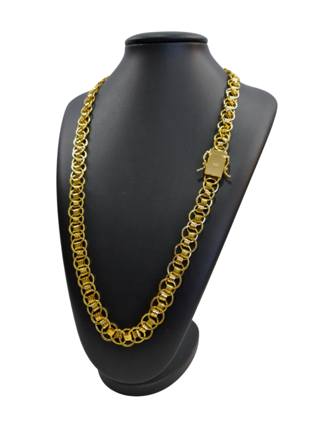 Cordão Imperador 12mm Redondo Banhado a Ouro 18k