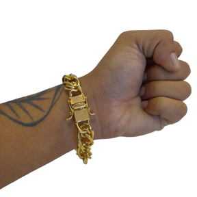 Pulseira Romano 15mm Banhado a Ouro 18k