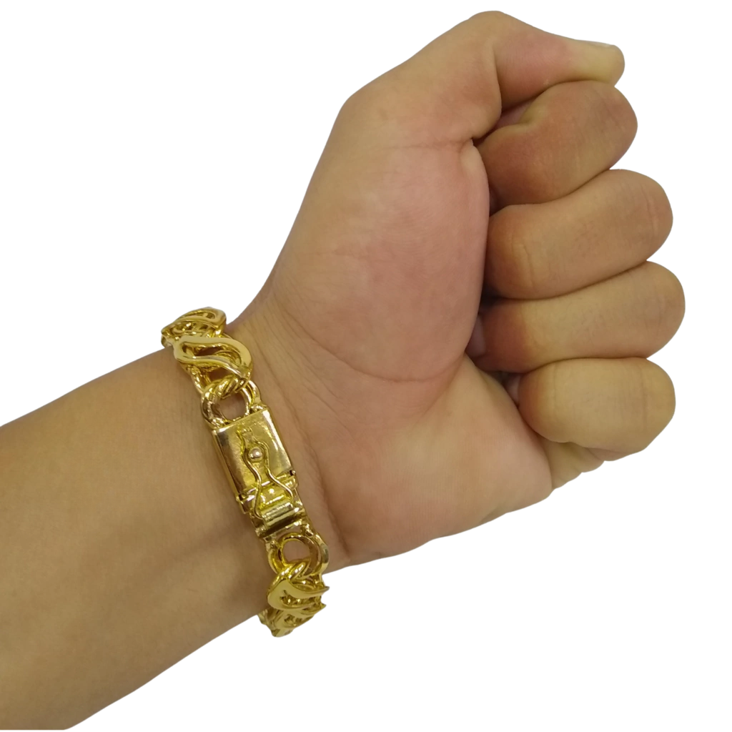 Pulseira Friso S Vazado 13mm Banhado A Ouro 18k