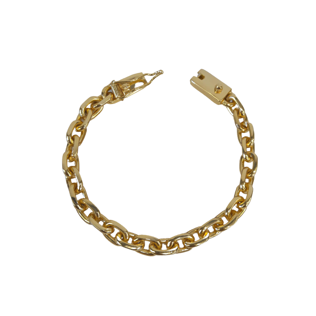 Pulseira Cadeado - 9mm - Fecho Gaveta - Banhado a Ouro 18k