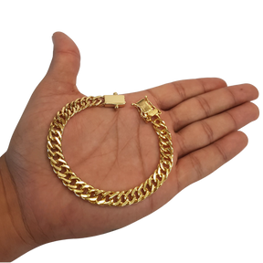 Pulseira Grumet 10mm Fecho Duplo Banhado a Ouro 18k