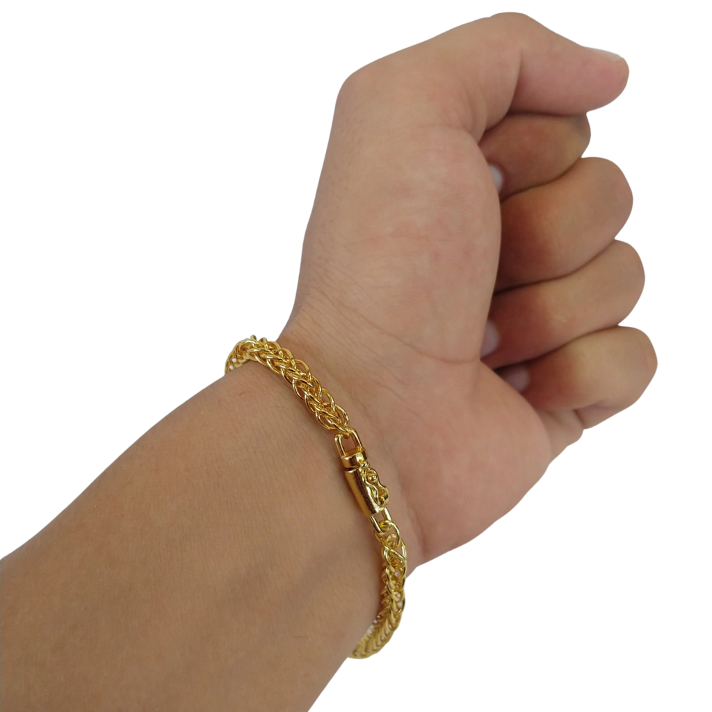 Pulseira Peruano 6mm Banhado A Ouro 18k