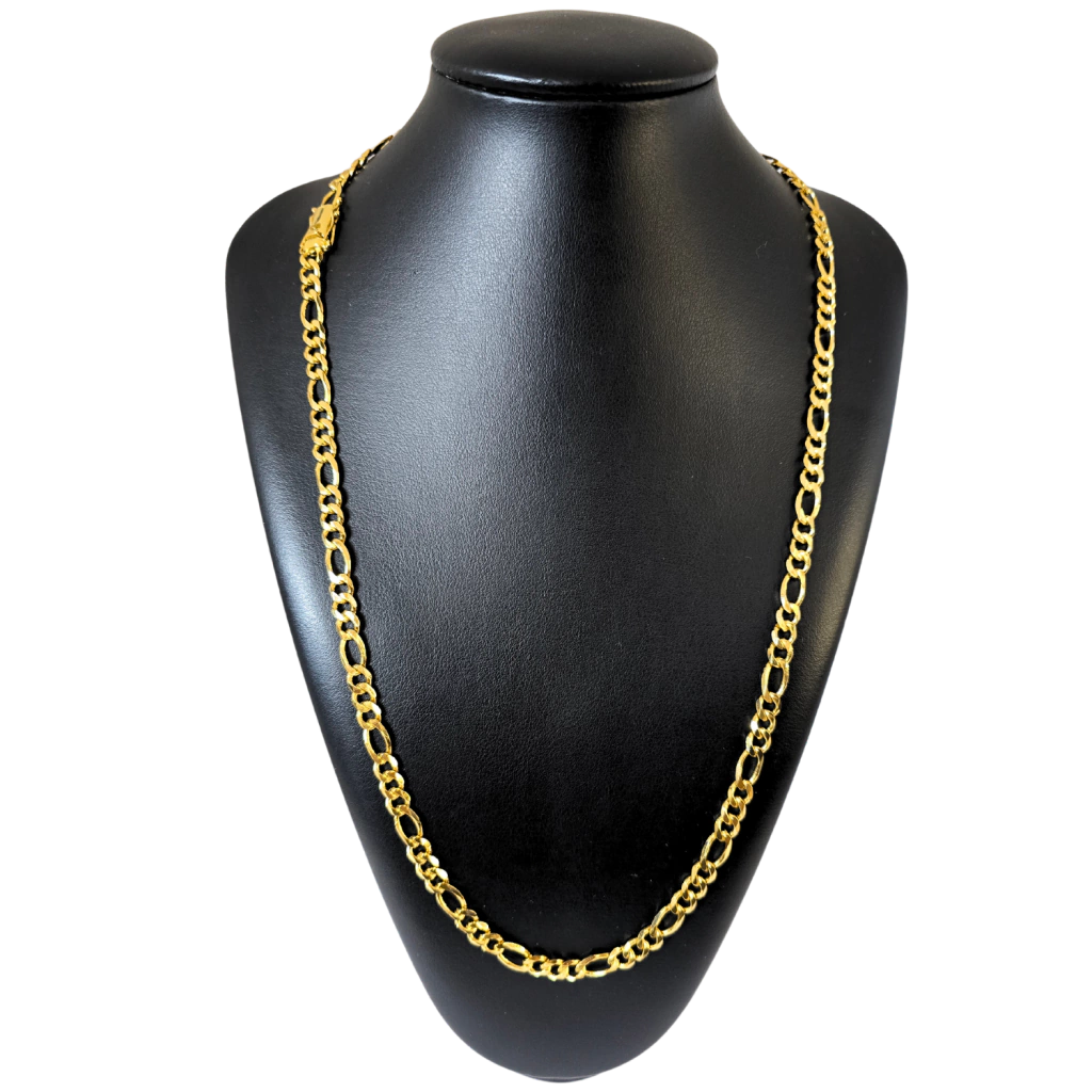 Cordão Elo 3 por 1 - 7mm - Fecho Duplo - Banhado a Ouro 18k