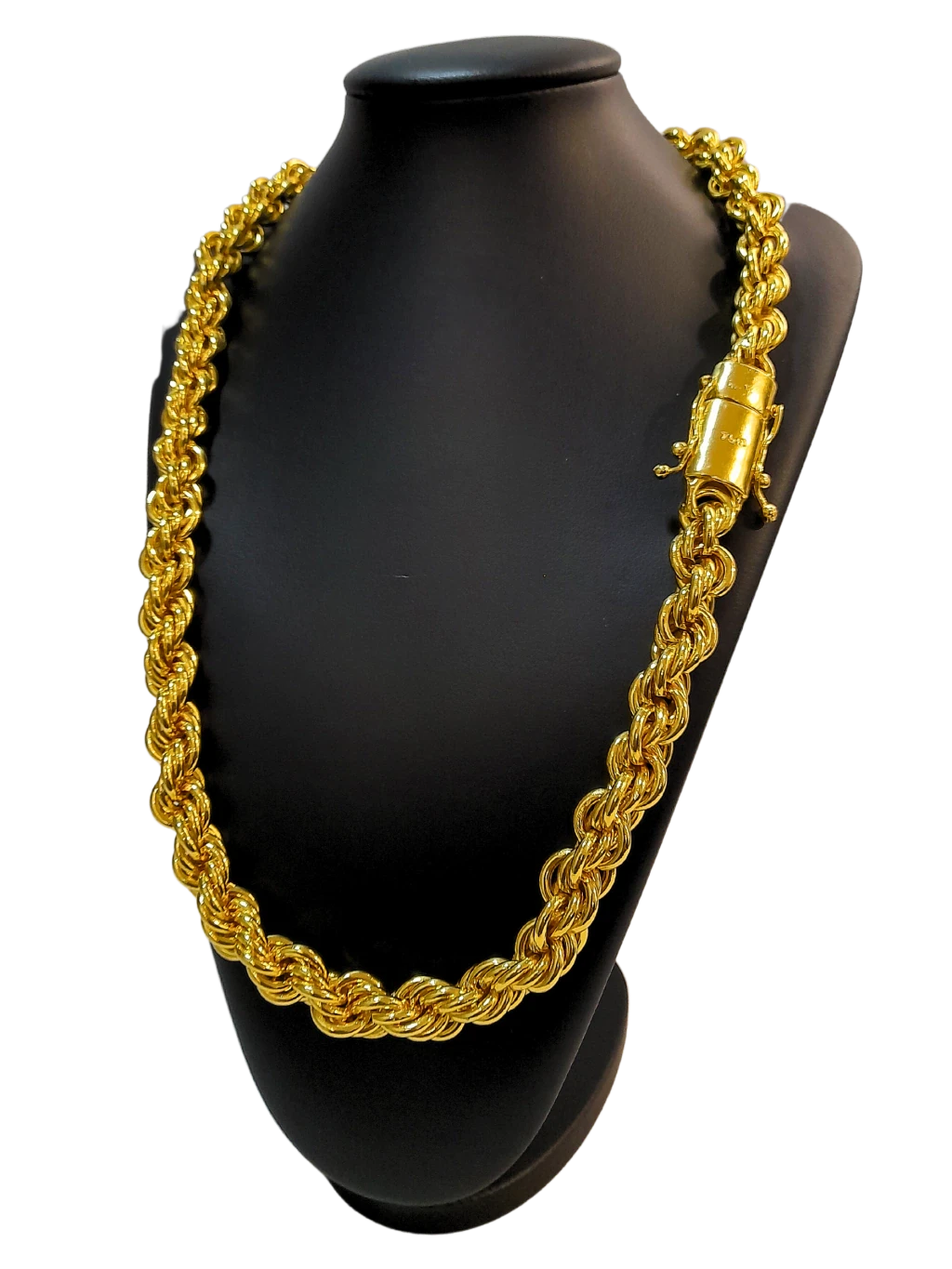 Cordão Baiano 15mm Fecho Duplo 750 Banhado a Ouro 18k