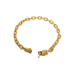 Pulseira Cadeado 7mm Fecho Bomba Banhado a Ouro 18k