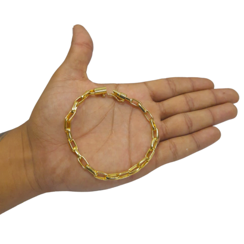 Pulseira Meia Cana 7mm Banhado a Ouro 18k