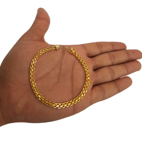 Pulseira Cadeado Duplo - 6mm - Fecho Duplo - Banhado a Ouro 18k