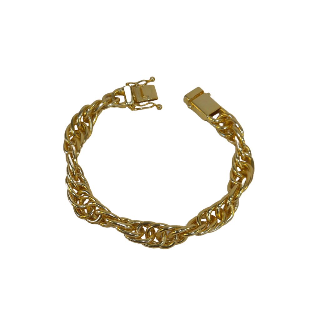 Pulseira Corda 11mm Banhado A Ouro 18k