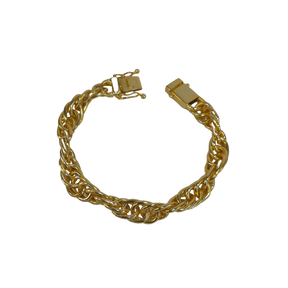 Pulseira Corda 11mm Banhado A Ouro 18k