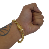 Pulseira Friso S 9mm Fecho São Jorge Banhado a Ouro 18k
