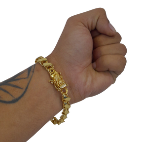 Pulseira Friso S 9mm Fecho São Jorge Banhado a Ouro 18k