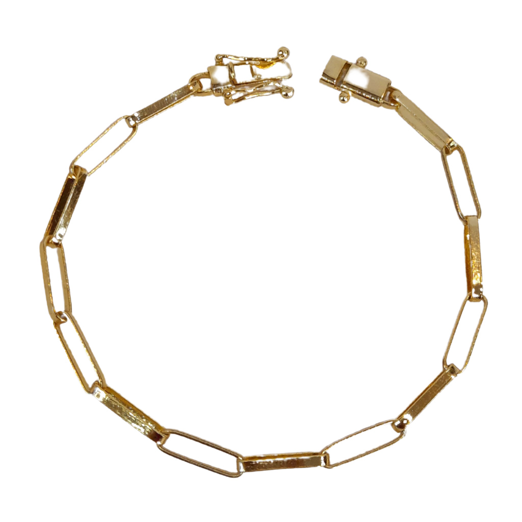 Pulseira Bloquinho Alongado 5mm Banhado a Ouro 18k