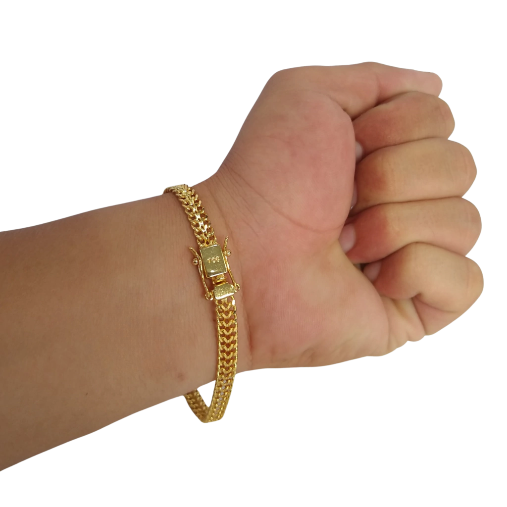 Pulseira Grumet Duplo 8mm Banhado A Ouro 18k