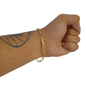 Pulseira Meia Cana 5mm Fecho Bomba Banhado a Ouro 18k