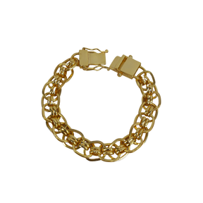 Pulseira Imperador 13mm Fecho Duplo Banhada A Ouro 18k