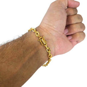 Cordão + Pulseira Cadeado 7mm + Pingente Letra Banhado a Ouro 18k