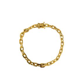 Cordão + Pulseira Cadeado 7mm + Pingente Letra Banhado a Ouro 18k