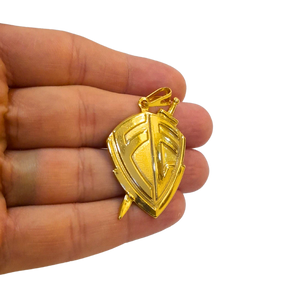 Cordão+Pulseira grumet 5mm Pingente fé escudo banhado a ouro 18k