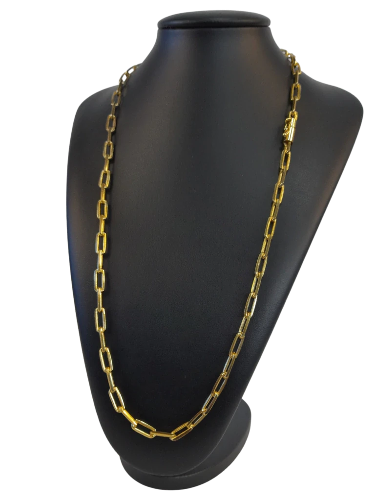 Cordão Tijolinho 6mm Banhado a Ouro 18k