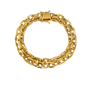 Cordão + Pulseira Cadeado Duplo 10mm Banhado a Ouro 18k