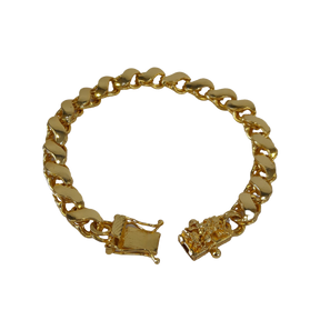 Pulseira Friso S 9mm Fecho São Jorge Banhado a Ouro 18k