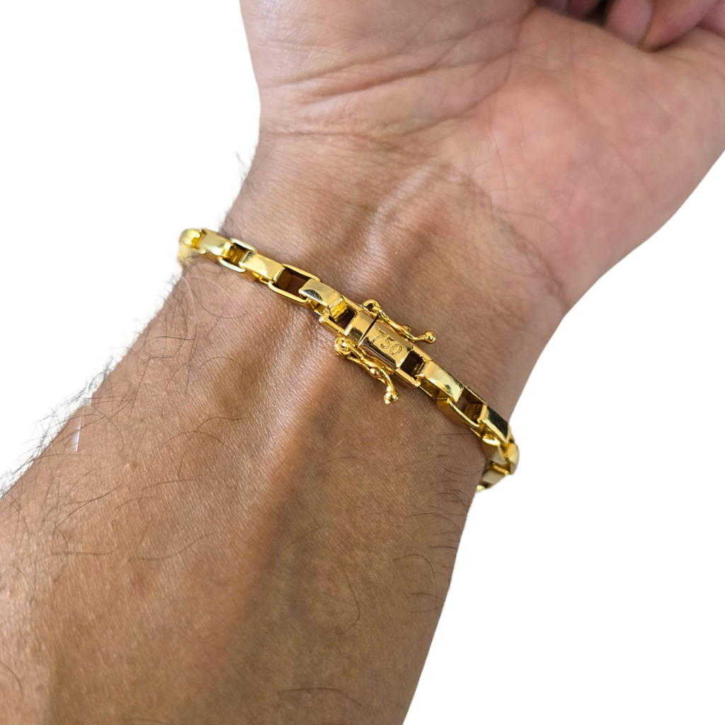 Cordão + Pulseira Tijolinho 5mm Banhado a Ouro 18k