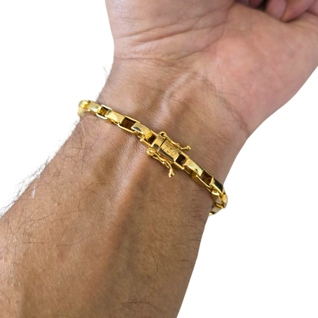 Pulseira Tijolinho 5mm Banhado a Ouro 18k
