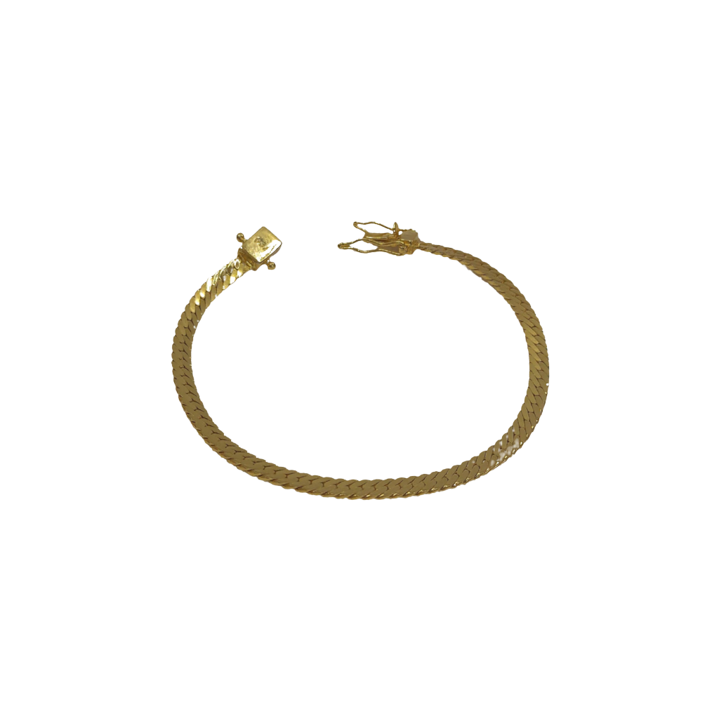 Pulseira Grumet Laminado 4mm Fecho Duplo Banhado a Ouro 18k