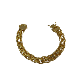 Pulseira Cadeado Duplo 14mm Banhado a Ouro 18k