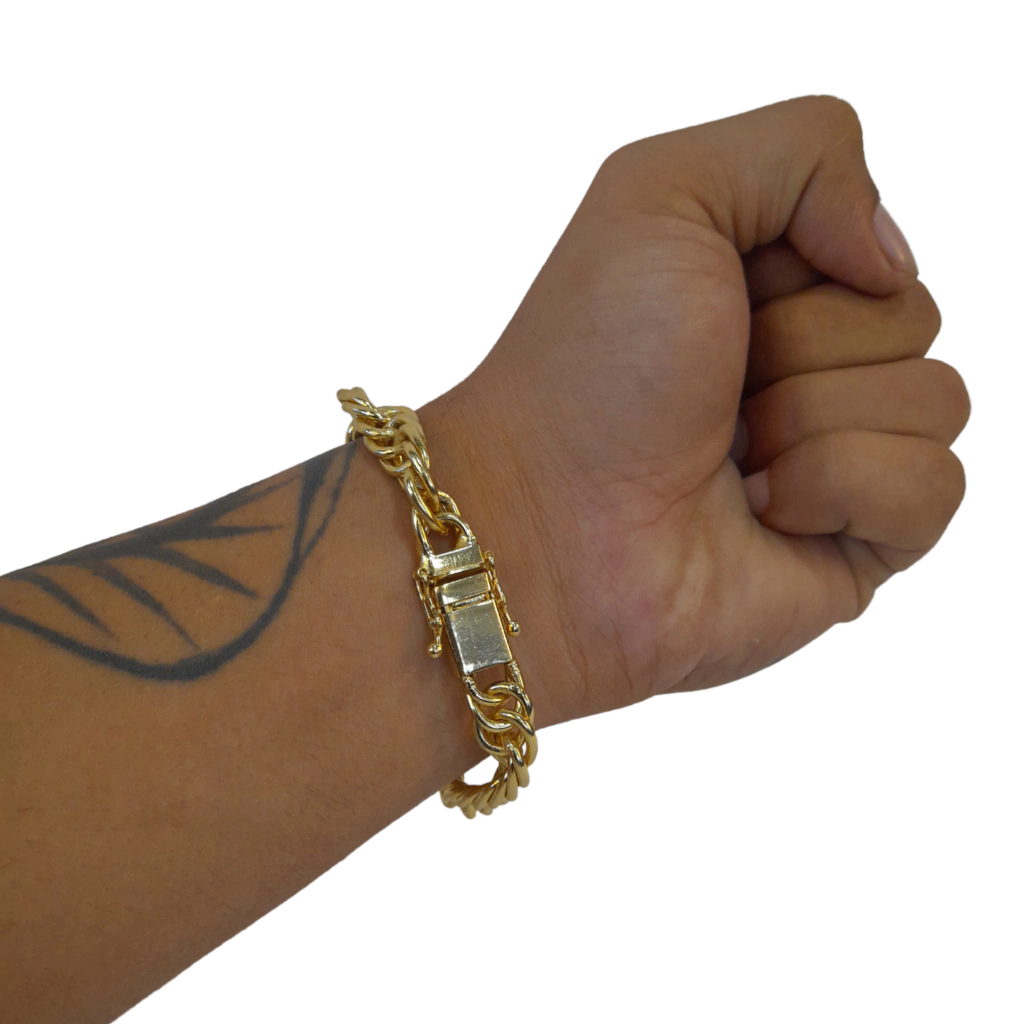 Pulseira Corda 11mm Banhado A Ouro 18k