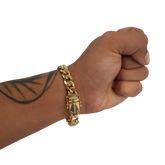 Pulseira Pitbull Facetado 10mm Fecho Nossa Senhora Banhado 18k