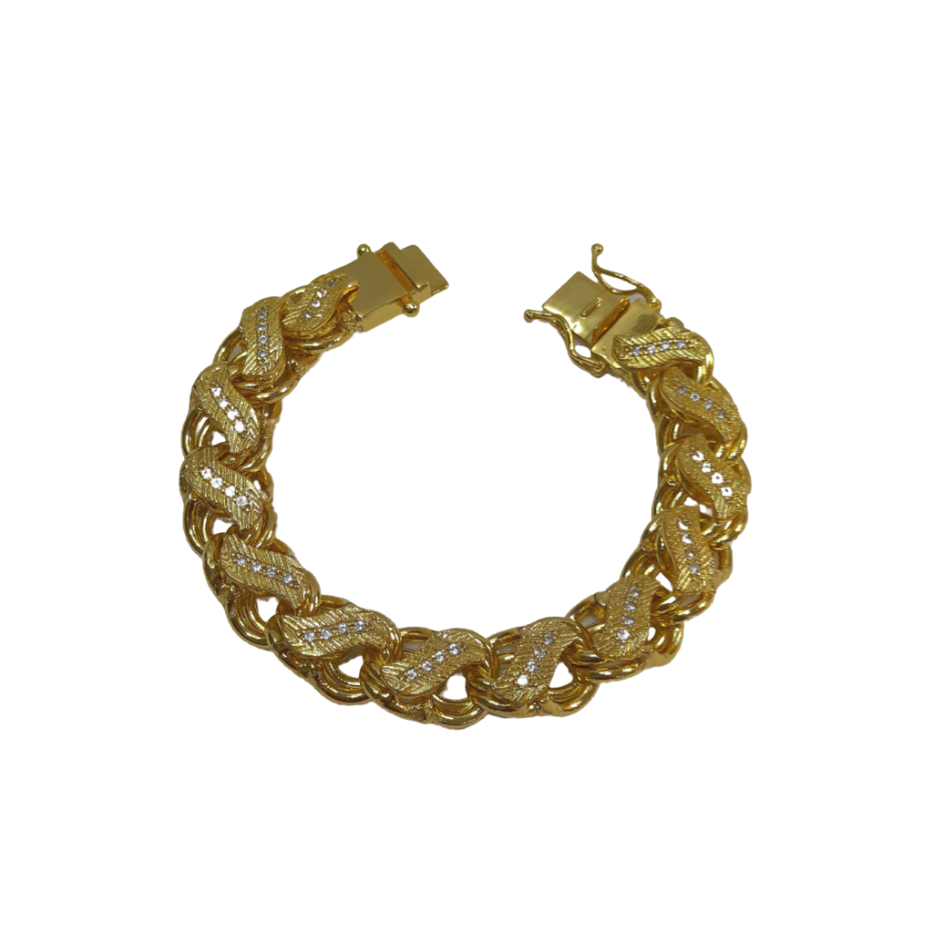 Pulseira Friso S 16mm Cravejado Banhado a Ouro 18k