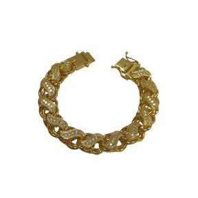 Pulseira Friso S 16mm Cravejado Banhado a Ouro 18k