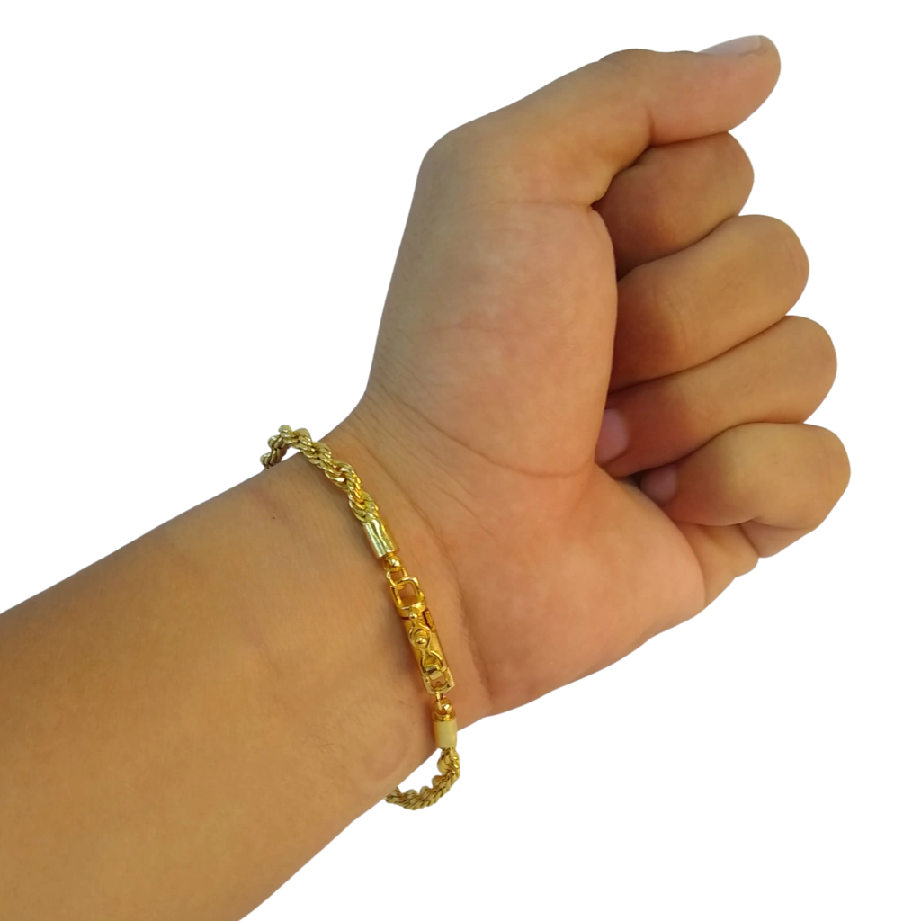 Pulseira Baiano - 5mm - Fecho Bomba - Banhado a Ouro 18k