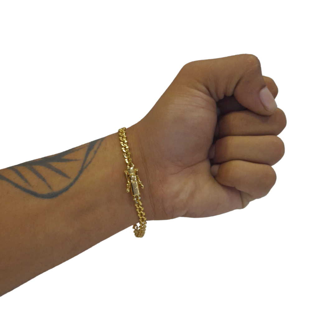 Pulseira Grumet Zíper 5mm Banhado a Ouro 18k