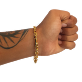 Pulseira Cadeado 7mm Fecho Bomba Banhado a Ouro 18k